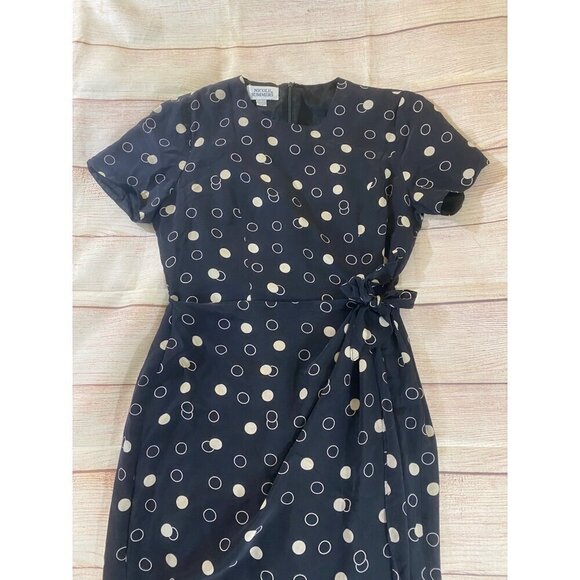 Nicole Summers 100% Silk Women's Polka Dot Wrap Summer Dress - 14 - Picture 2 of 14